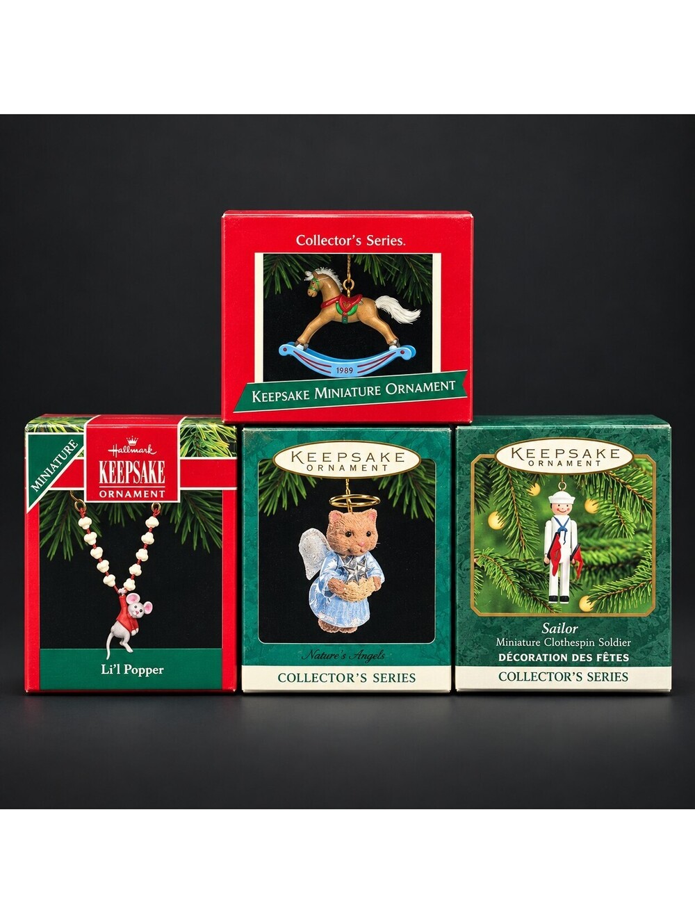 Vintage Hallmark Keepsake Miniature Christmas Ornaments Set of 4 Boxed